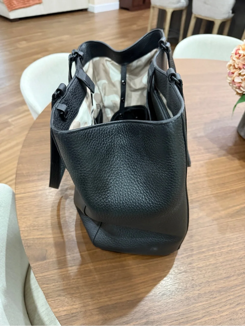 Dagne Dover Black Pebbled Leather Tote - Picture 3 of 8